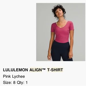 Lululemon Align T-Shirt size 8 Pink Lychee